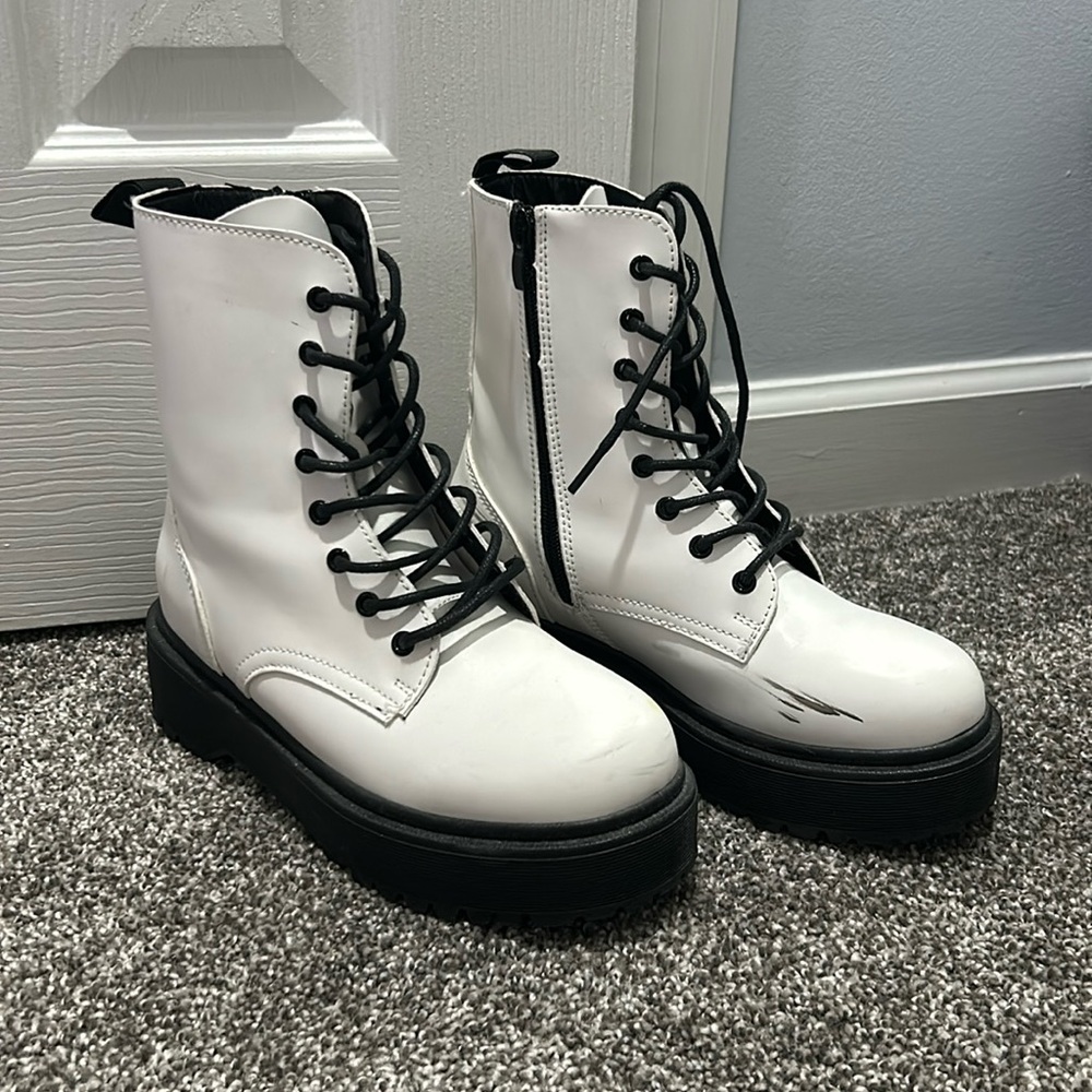 white combat boots